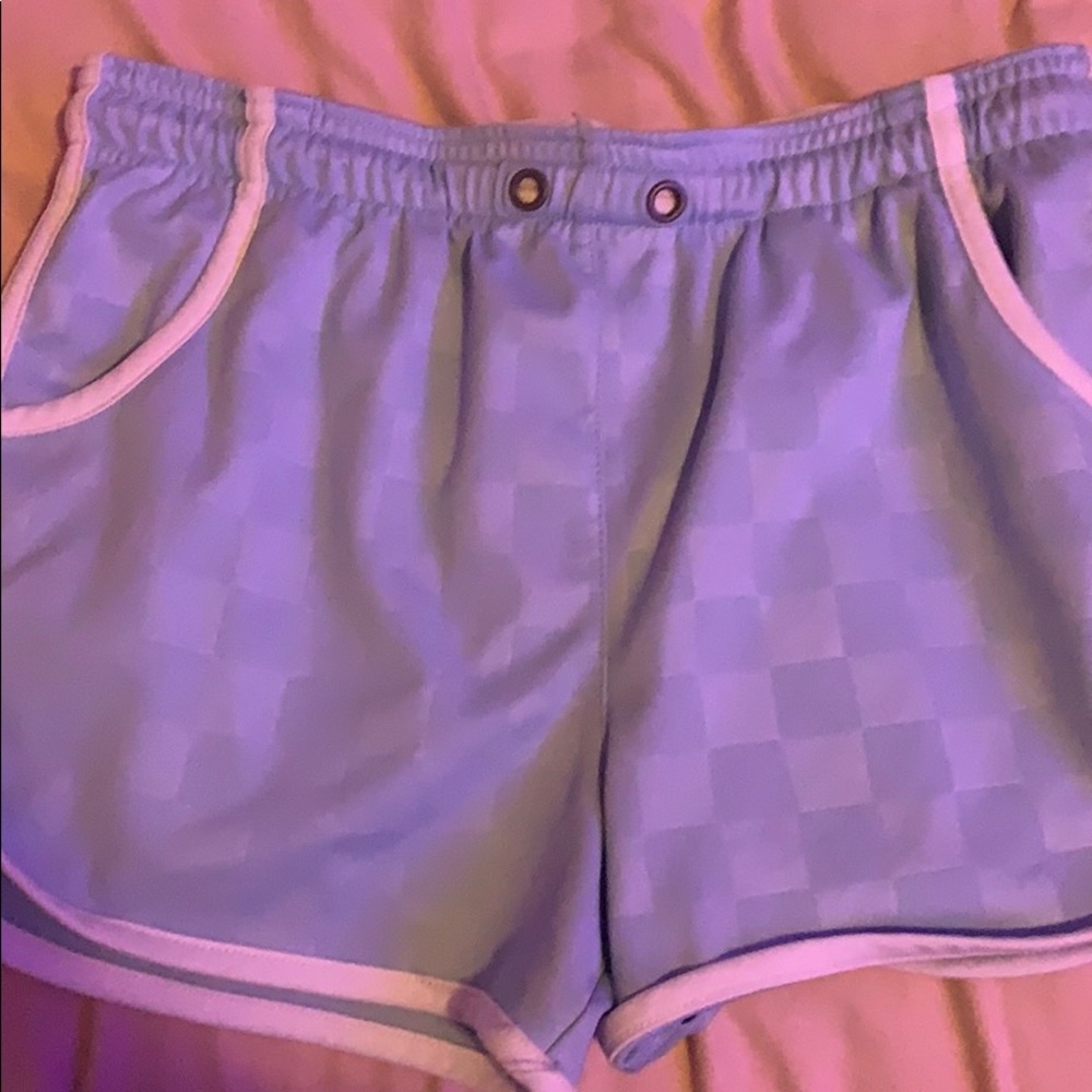 Umbro Athletic light blue checkered board shorts